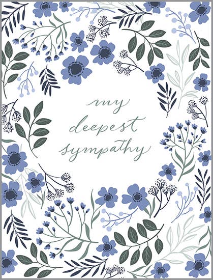 Sympathy Greeting Card - Deepest Blue Flowers