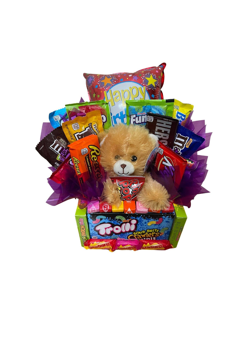 Candy Box Bouquet with Bear and Balloon