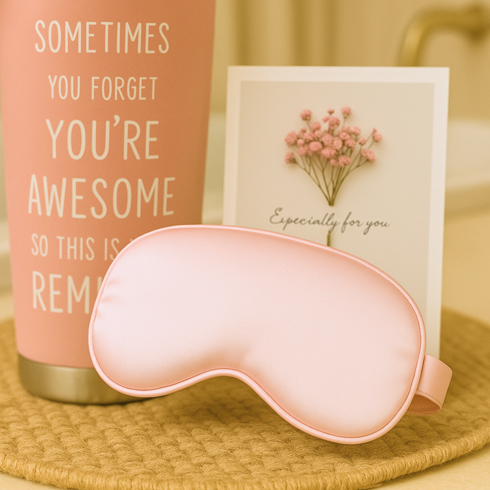 Spa Gift Set for Women, 6-Piece Pink Collection with Bath Bomb, Bath Salt, Candle, Diamond Soap, Thermal Mug and Gift Card